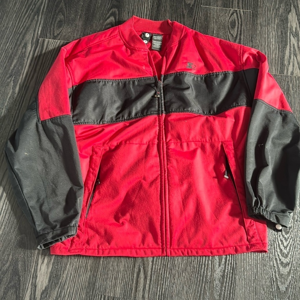 🍍 Starter Full Zip Vintage Track Jacket Mens XL Red/Black🍍T-2